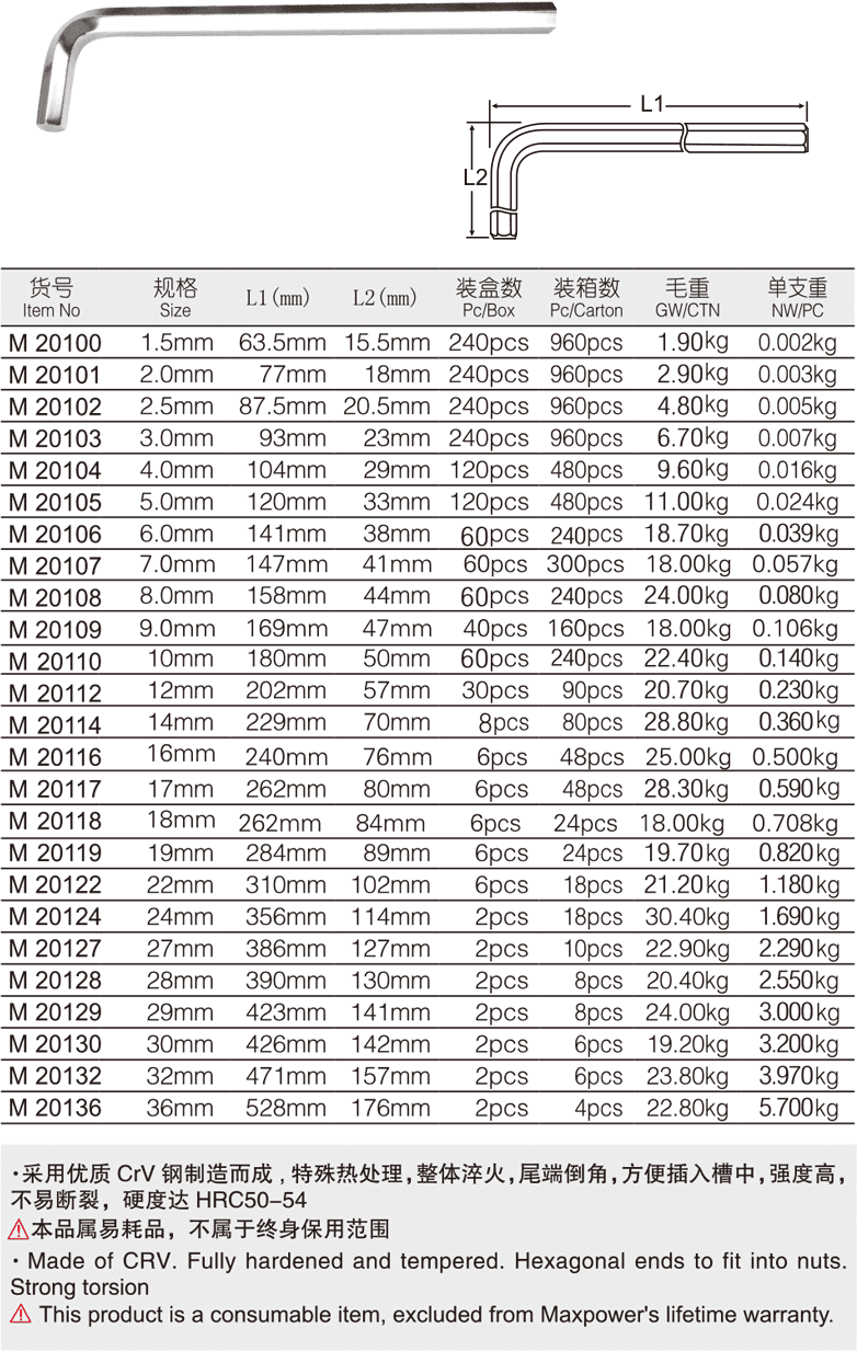專業(yè)級平頭電鍍加長內六角扳手(圖1)